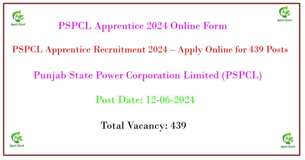 PSPCL Apprentice Recruitment 2024 – Apply Online for 439 Posts