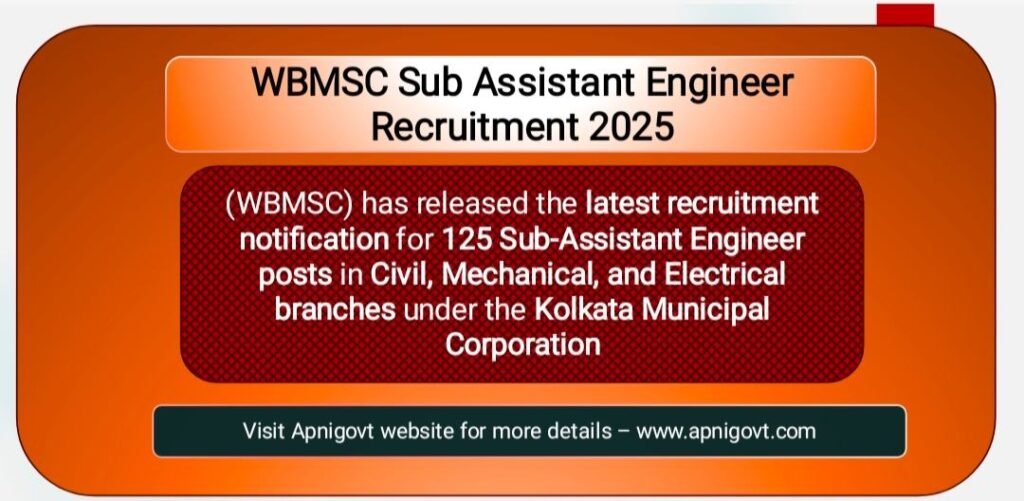 wbmsc sub assistant engineer recruitment 2025