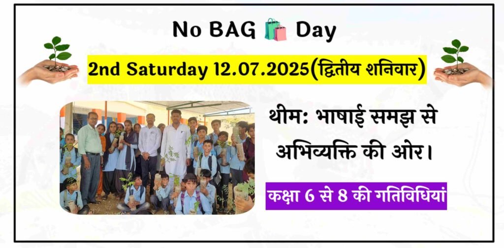 No Bag Day 12 July 2025 Class 6to 8 Activity